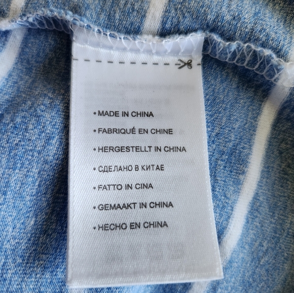 HB Size 2XLT blue & white striped tee. Cotton/poly blend. - Picture 6 of 7